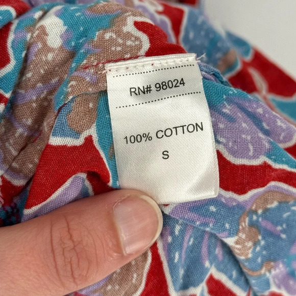 Love the Label Bouquet Smocked Tiered Ruffle Skirt Maxi Dress Blue Red Floral - Picture 6 of 7